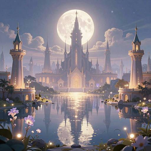 Velaris Fantastical Moonlit Cityscape