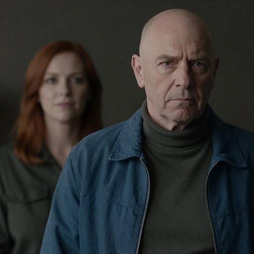 Serious Portrait of a Bald Man and Woman