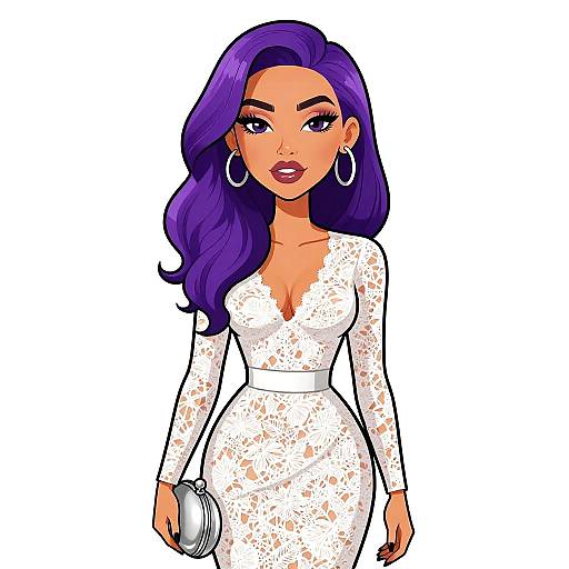 Chic Woman in White Lace Outfit