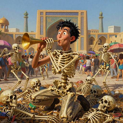 Whistling Skeleton with Dancing Skeletons at Rave