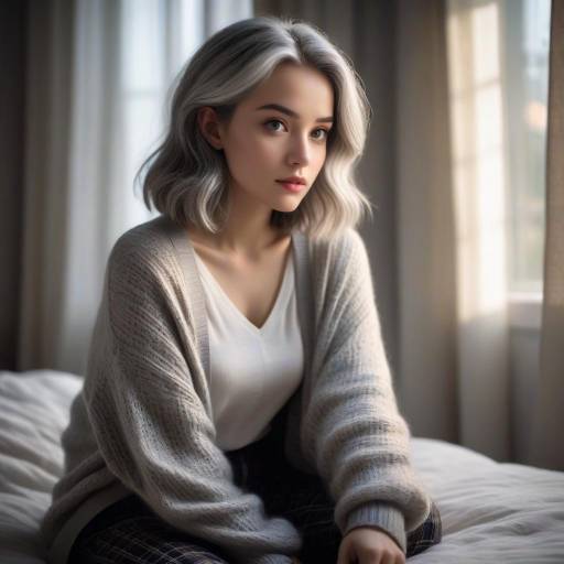 Young Woman in Softly Lit Bedroom Young Woman in Softly Lit Bedroom