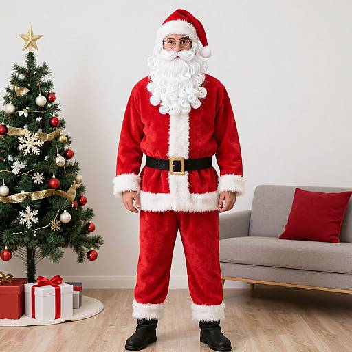 Man in Santa Suit on Christmas Day