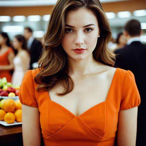Elegant Girl in Orange Formal Dress
