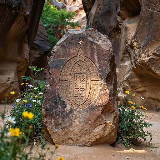 Zia Emblem on Weathered Stone