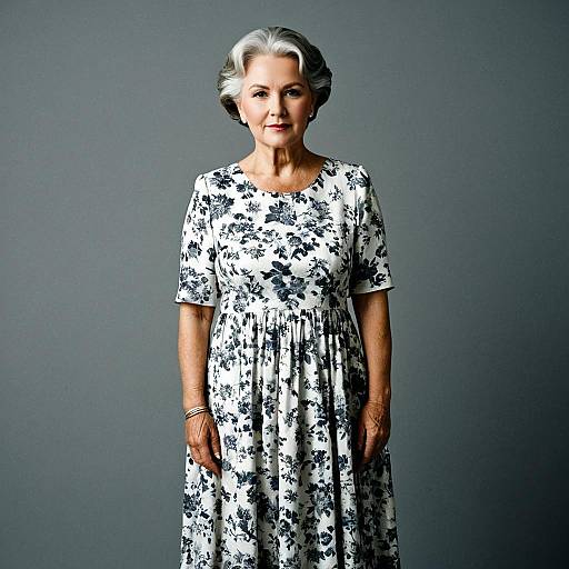 Elegant Older Woman in Floral Dress