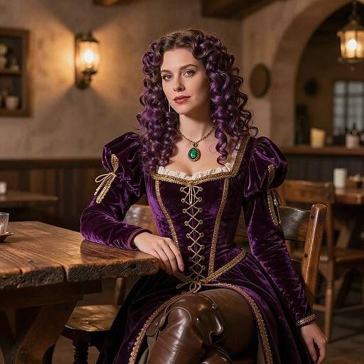 Renaissance Woman in Rustic Tavern