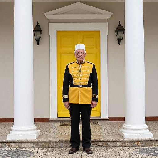 Elderly Man by Yellow Door