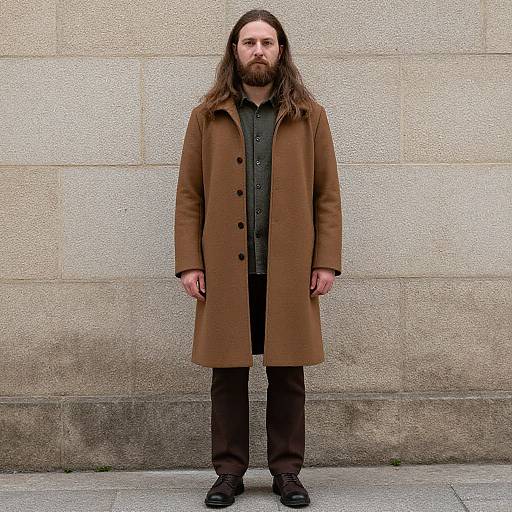 Bearded Man in Brown Coat