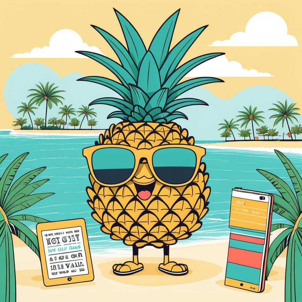 Goofy Pineapple Artwork with Beach Charm