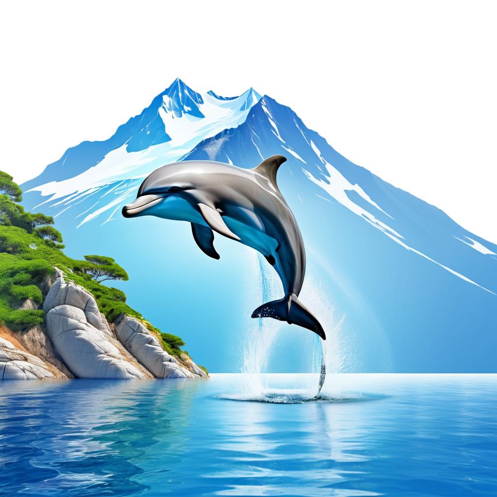 Dolphin Portrait on Mountain Background