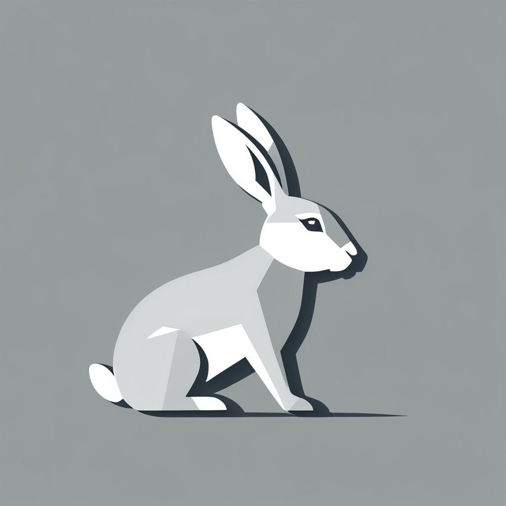 Minimalist Gray Rabbit Side Profile Illustration