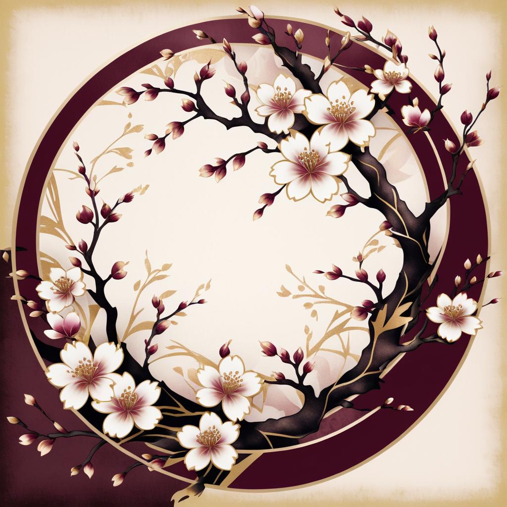 Victorian Cherry Blossom Tattoo Design