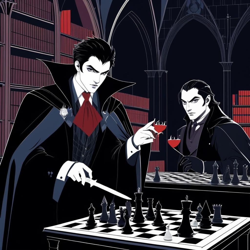 Dapper Vampire vs Cunning Werewolf Chess Match