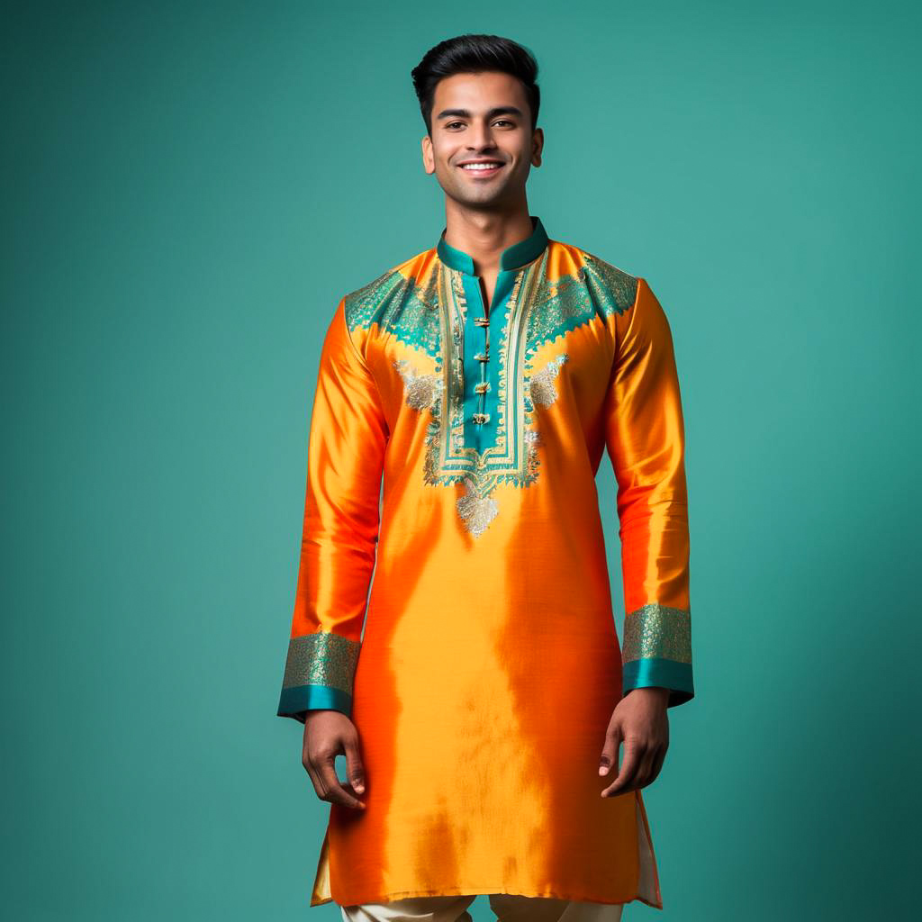 Cheerful Young Man in Diwali Attire