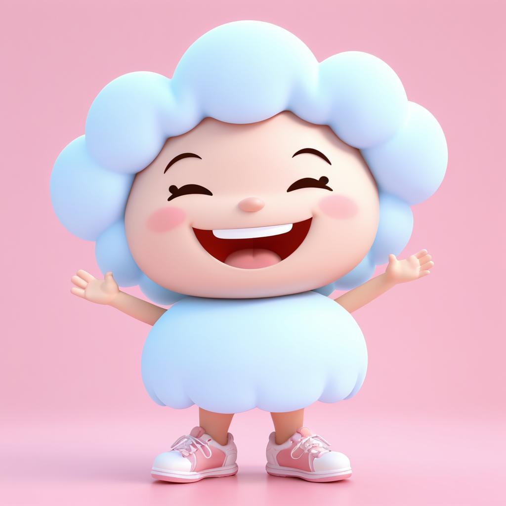 Kawaii 3D Animated Laughing Cloud