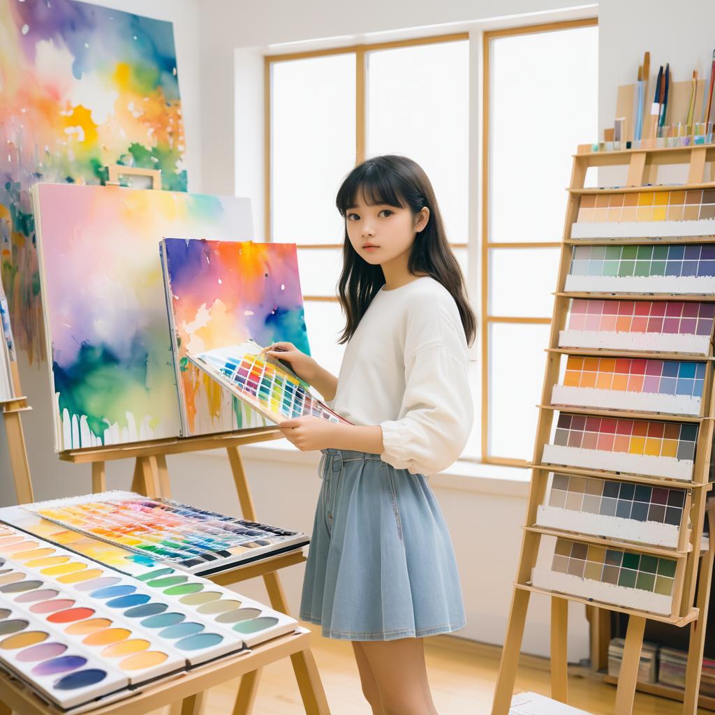 Ethereal Art Studio Scene with Girl