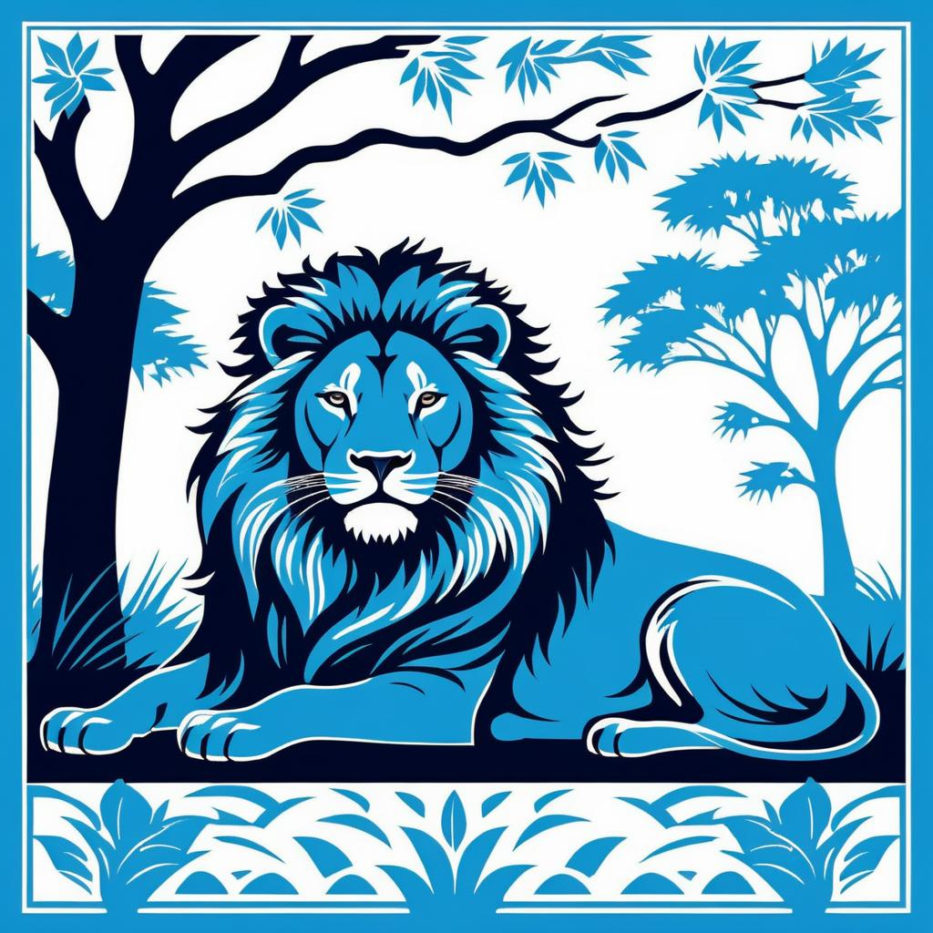 Fierce Lion Block Print Design