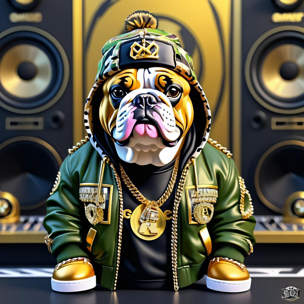 Gangster Bulldog in Hip-Hop Style