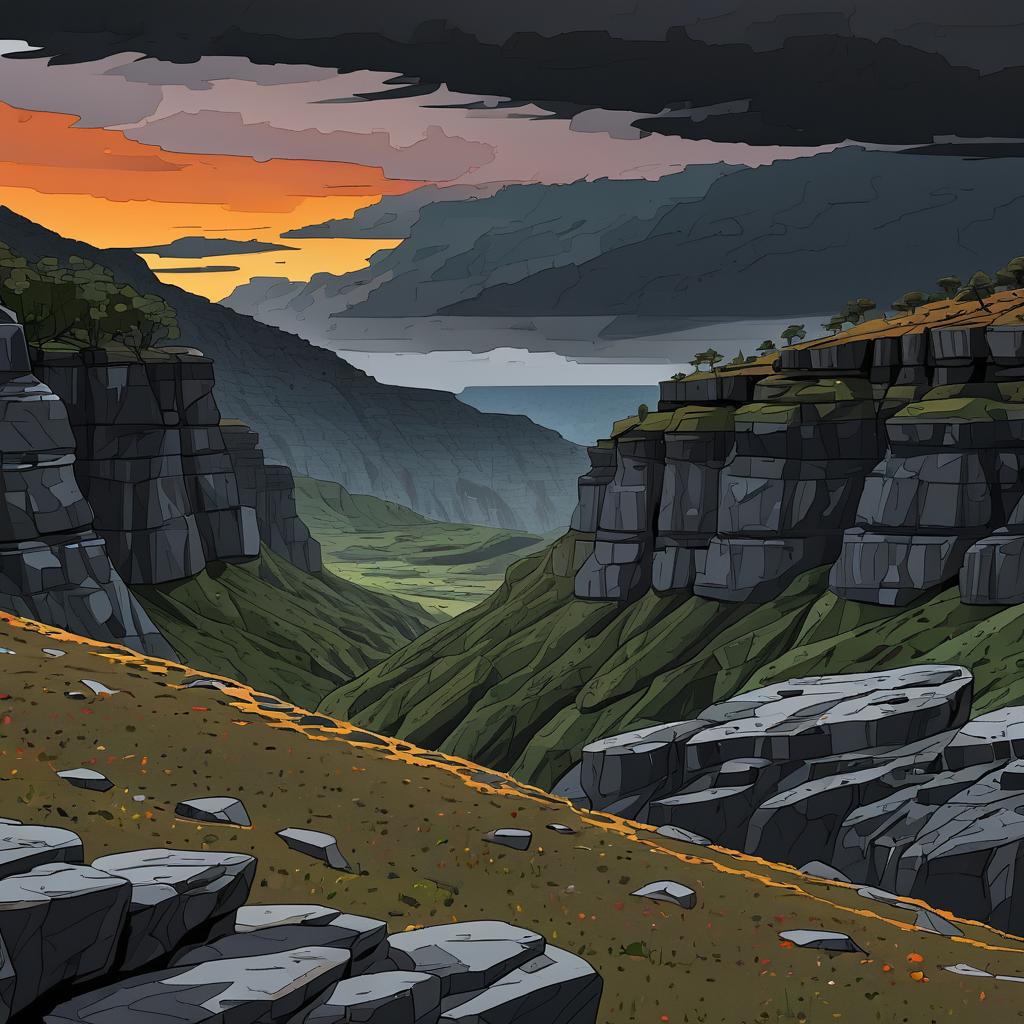 Dramatic Rocky Highlands Landscape in Toon Style