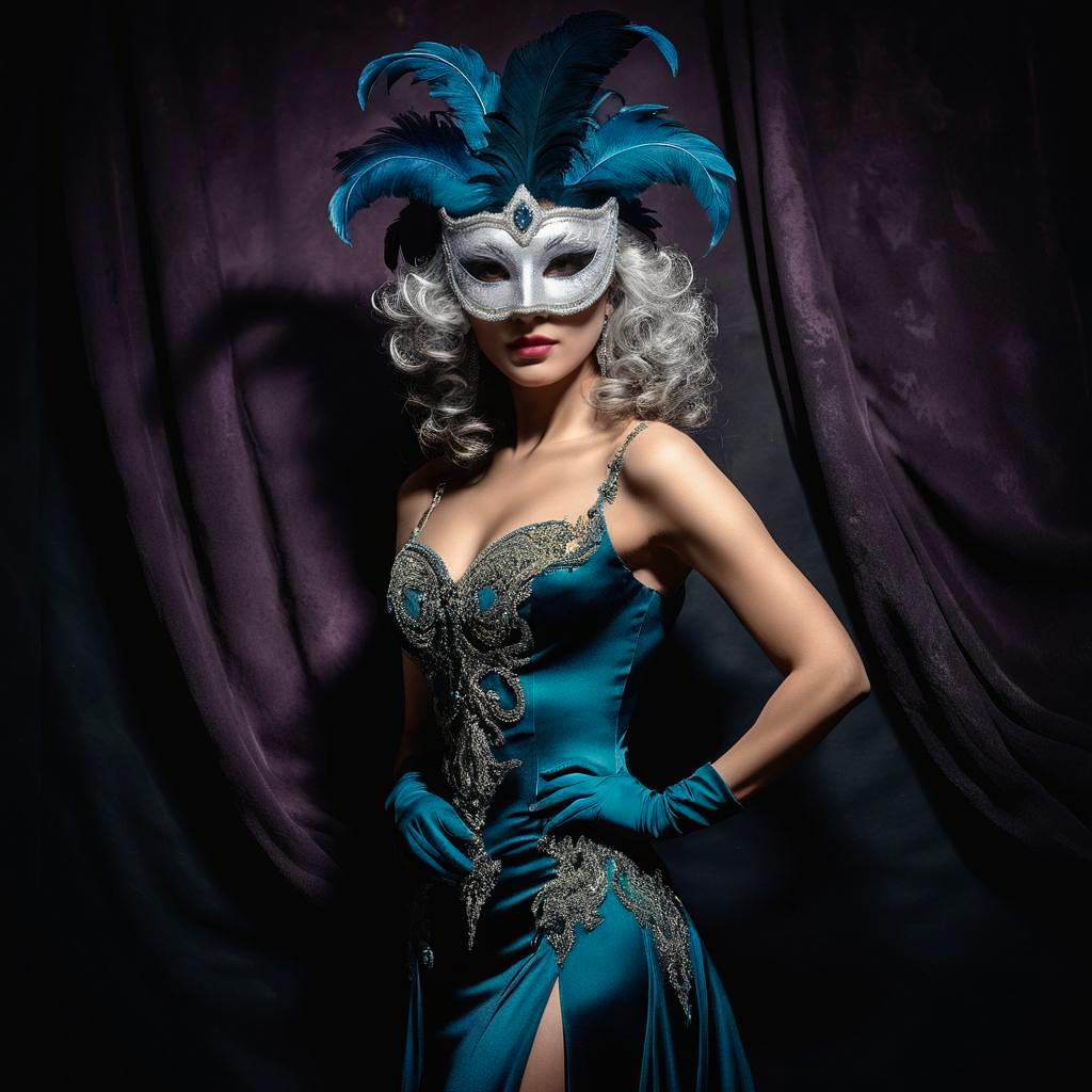 Mysterious Lady in Masquerade Elegance