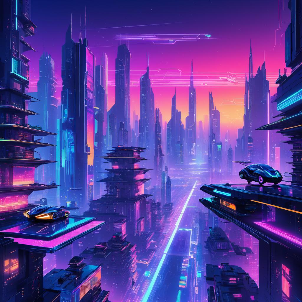 Futuristic Cyberpunk City at Dusk