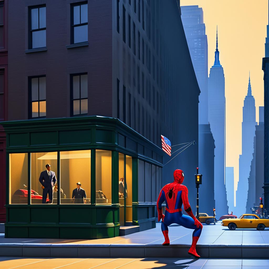 Spider-Man in Hopper's New York City