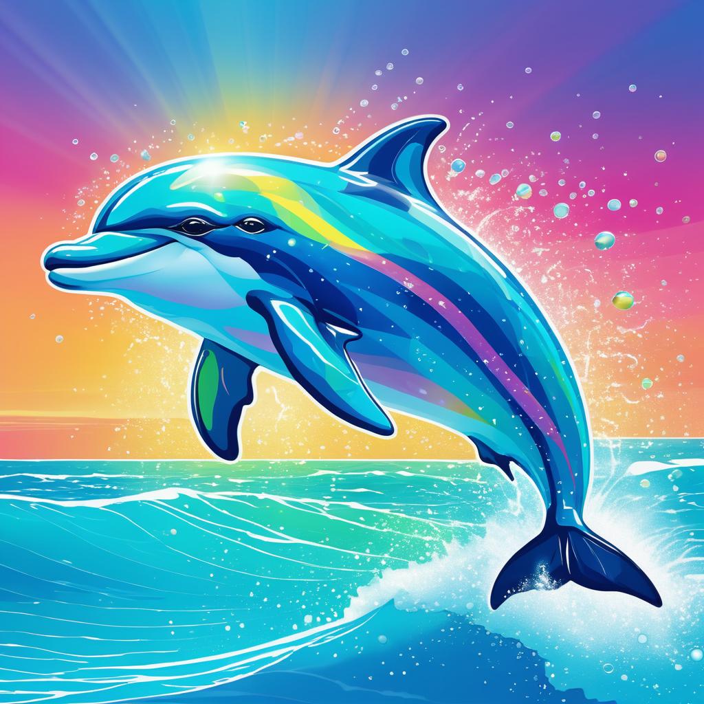 Joyful Dolphin Leaping in Vibrant Art