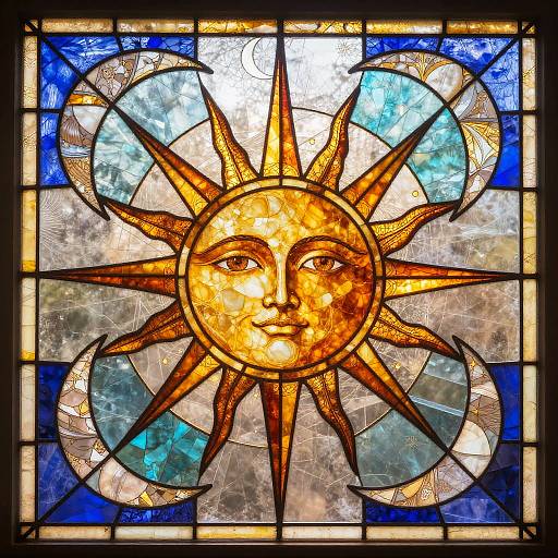 Geometric Celestial Stained Glass Art