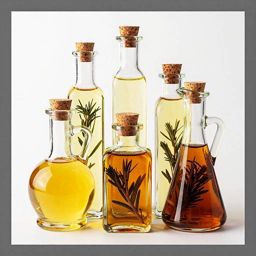 Colorful Herb-Infused Oil Bottles