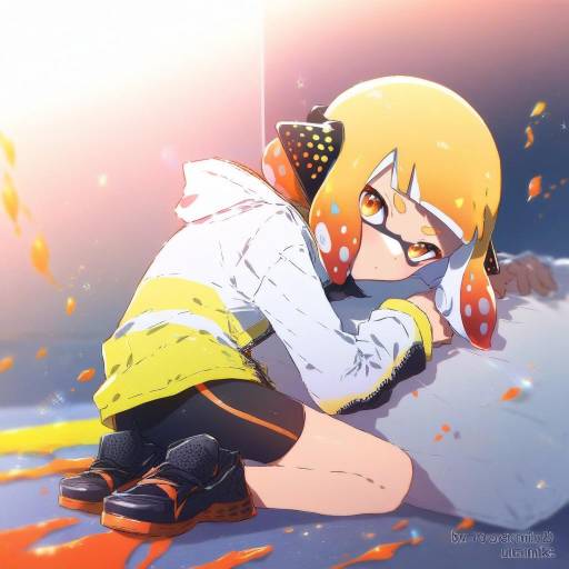 Illustration of Agent 4 (splatoon), splatoon (series) in the style of Muromaki