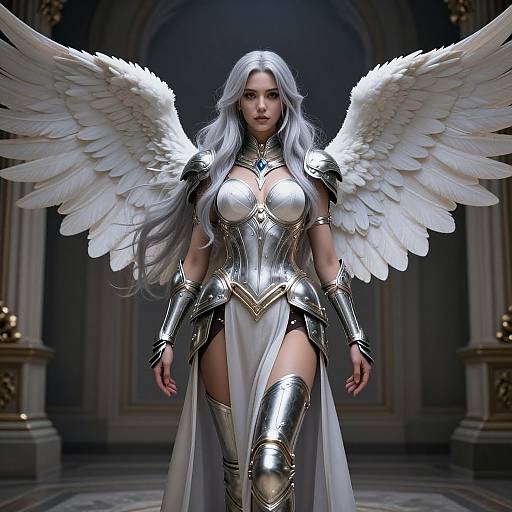 Powerful Silver-Haired Angelic Warrior