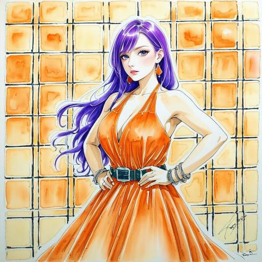 Kallen Kozuki in Vibrant Orange Dress