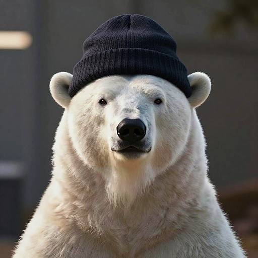 Photorealistic Polar Bear in Beanie