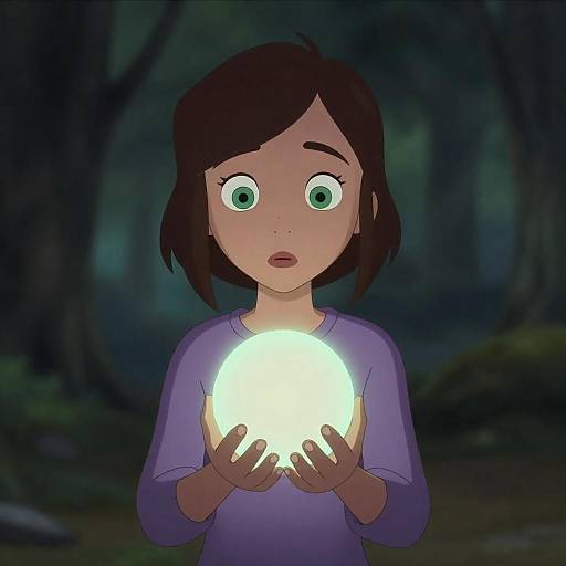 Surprised Woman with Glowing Orb