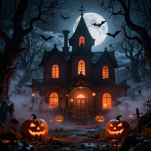 Spooky Halloween Haunted House Scene