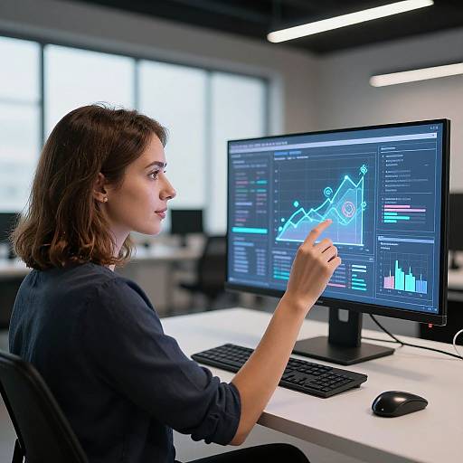 Woman Interacting with Futuristic Digital Interface