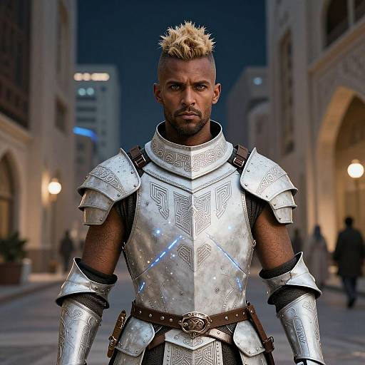 Cinematic Cyberpunk Knight in Arabian City