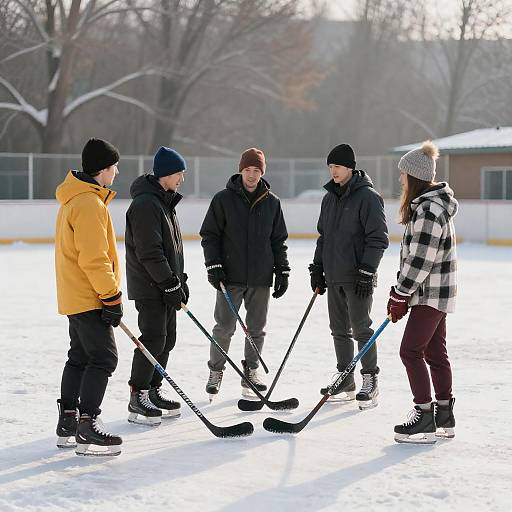 Outdoor Ice Hockey Fun with Friends