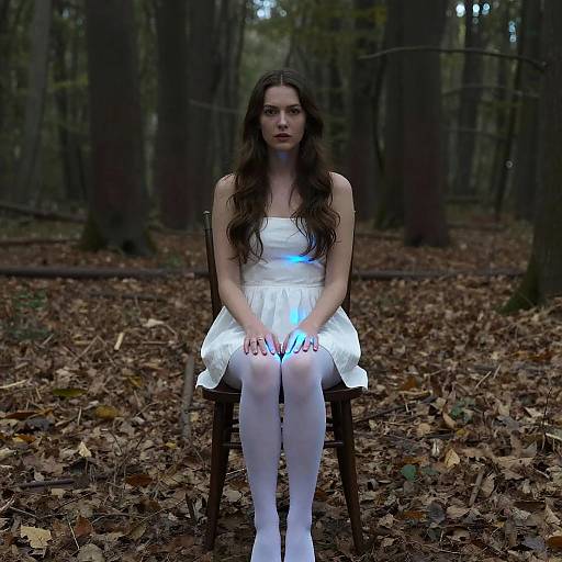 Mystical Woman in Forest Emitting Light