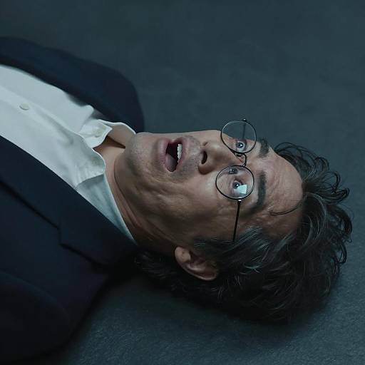 Shocked Man in Dim Blue Lighting