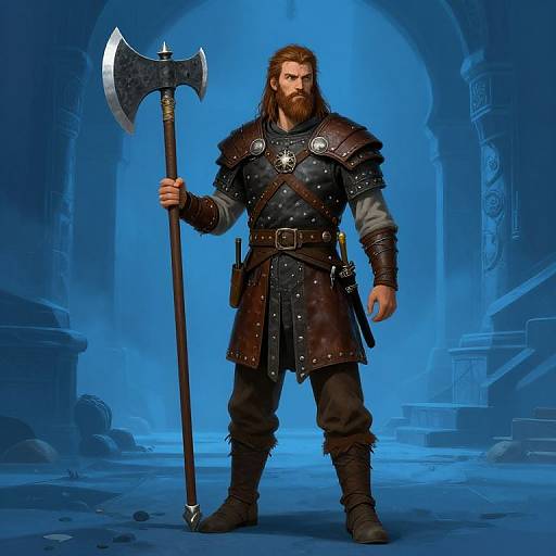 Bearded Male Adventurer in Dungeon