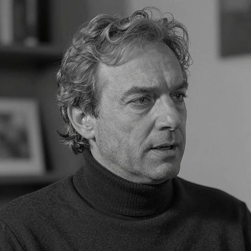 Black and White Portrait of Middle-Aged Man in Turtleneck