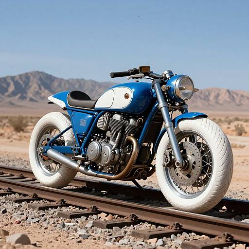 Futuristic Steampunk Motorcycle on Tracks