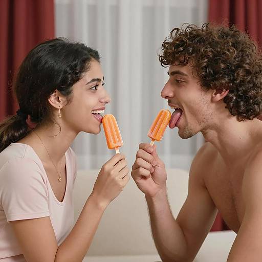 Playful Moment with Popsicles and Smiles