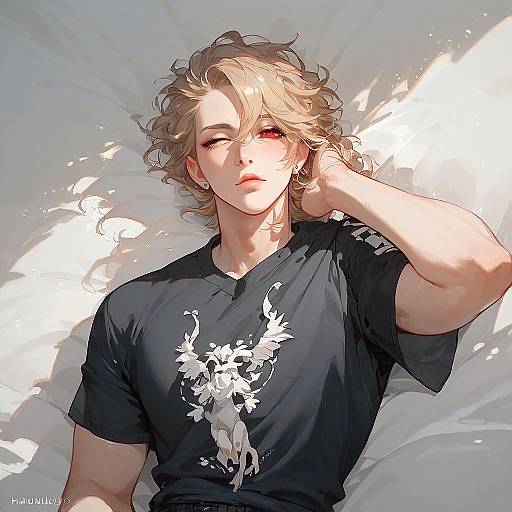 Blond Anime Character with Logo T-shirt