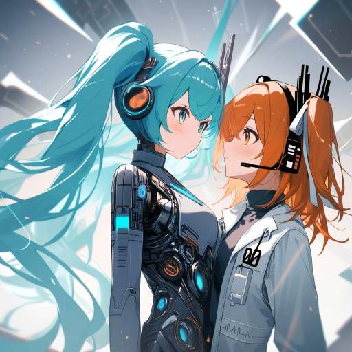 Futuristic Android with Vibrant Hair