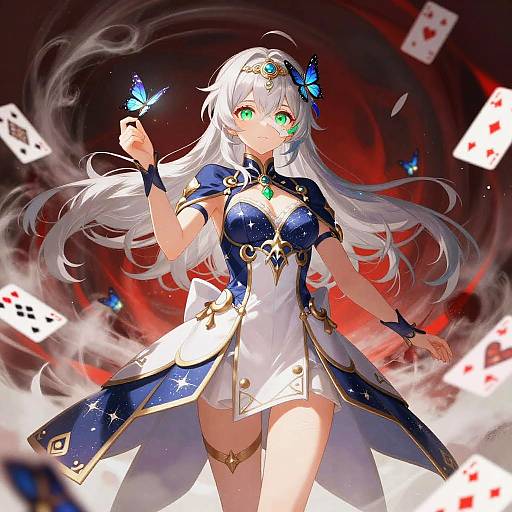 Celestial Anime Sorceress with Cards