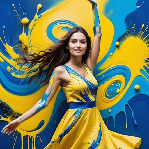 Vibrant Yellow Dress with Dynamic Paint Splash