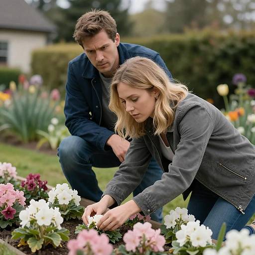 Couple Gardening Together Outdoors