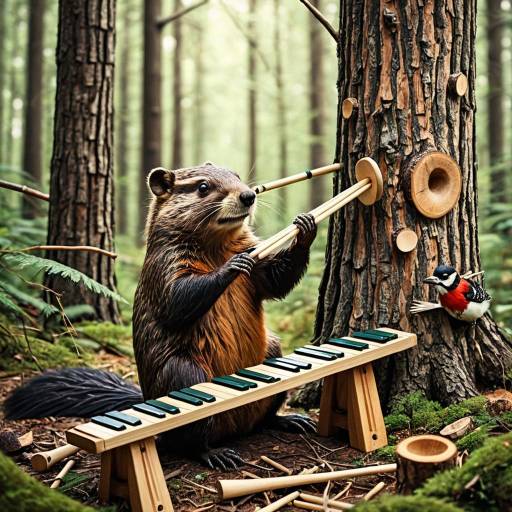 Whimsical Forest: Beaver and Woodpecker Duo